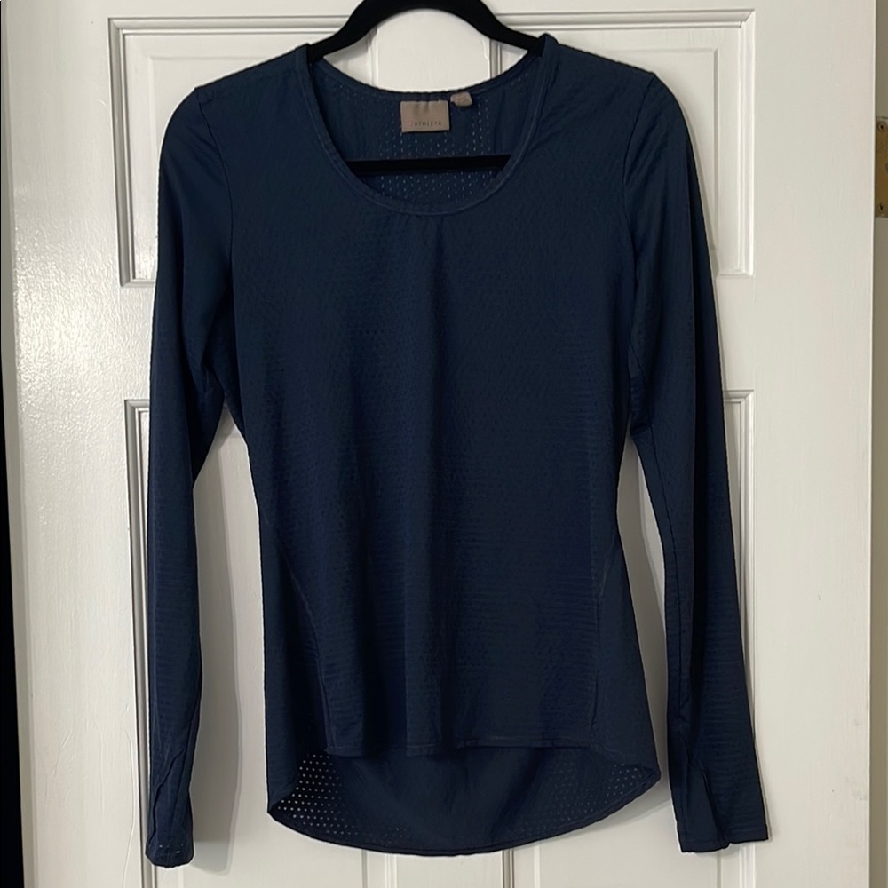 Athleta Blue Fitted Long Sleeve Blouse